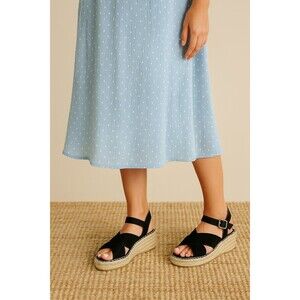 Paseart Made in Spain Espadrille Sandals Black Suede Leather Upper (39) 8.5